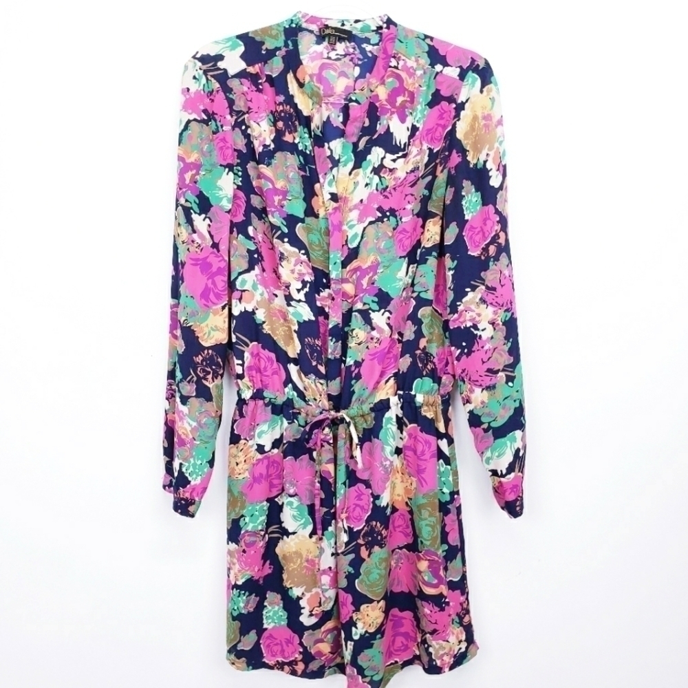 DALIA Floral Print Long Sleeve Shirt Dress belted‎ Size 10